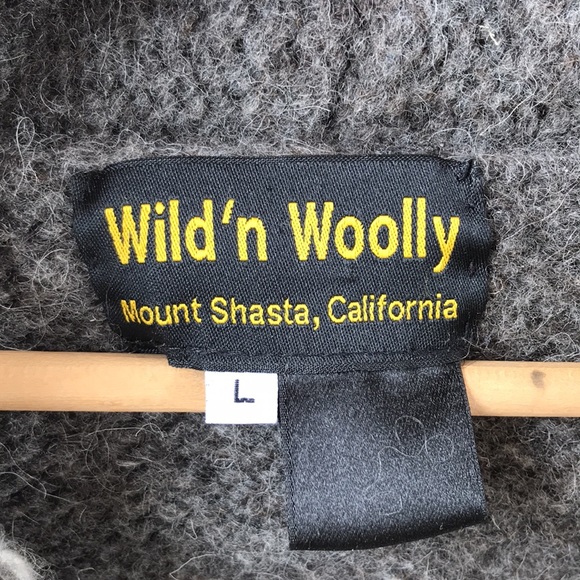 VTG 90s Wild'n Woolly Fair Isle Pattern Zip Up Hooded Cardigan Sweater, M-L - Picture 3 of 7